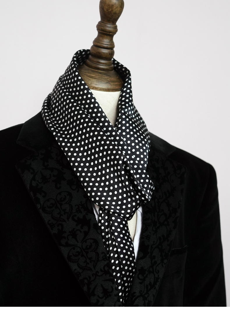 Men Fashion Rave - Men's 100% Silk Scarf Polka dot