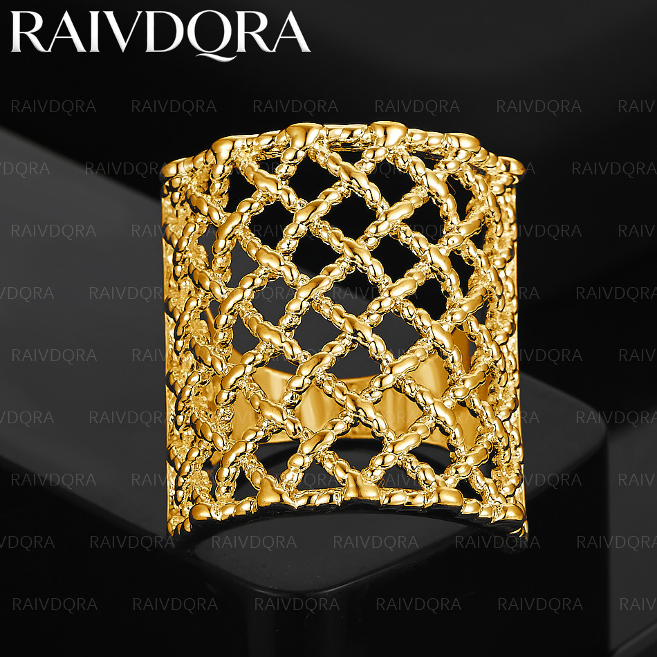 Yellow Men'S Fashion - 18K Gold Plated Woven Mesh Ring