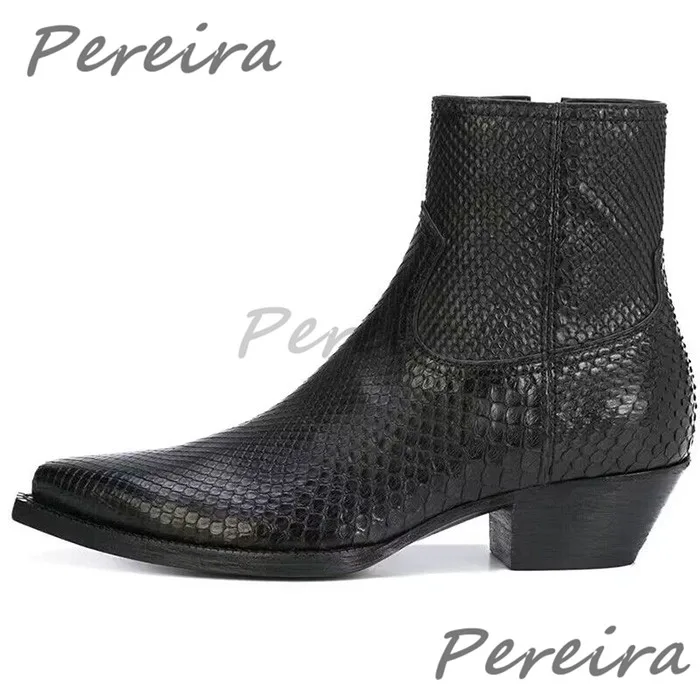 Men Fashion Rave - Trendy Snake Patterned Chelsea Boots for