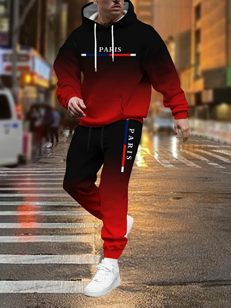 Paris Fashion Men - Gradient Color Paris Tracksuit Outfit Men's