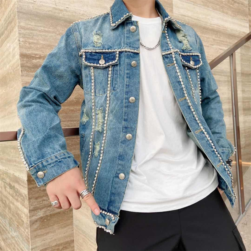 Men'S Fashion Vest With Jeans - Diamond Border Printing Fashion New Men's