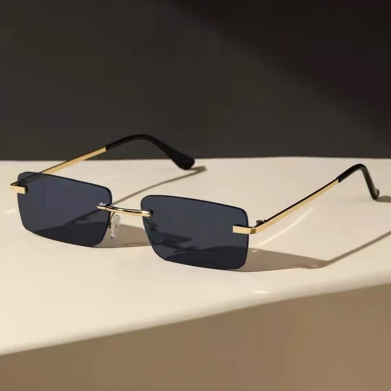 Men Fashion Rave - Retro Men Metal Square Rimless Sunglasses