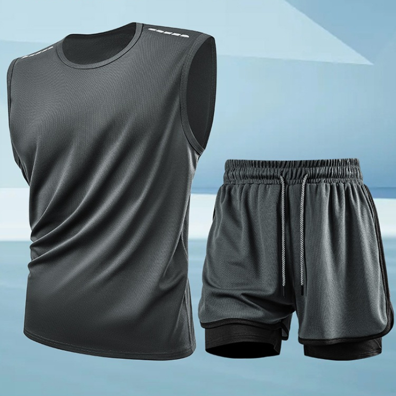 Track Suit Men - Tank Top Sets Reflective Sport Tracksuits