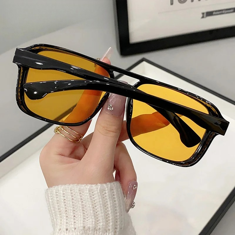 Square Double Bridges Sunglass - Yellow Men'S Fashion review and price