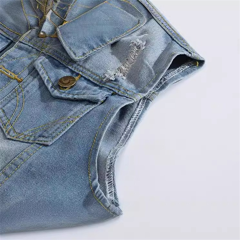 Ripped Denim Waistcoat Men Kor - Men'S Fashion Vest With Jeans review and price