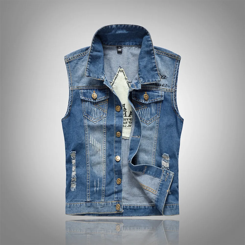 New Fashion Men Ripped Denim V - Men'S Fashion Vest With Jeans review and price