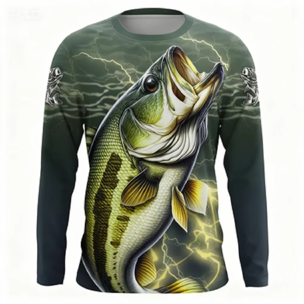Fashionable Bass Pattern Crew  - Mens Fashion Trend review and price