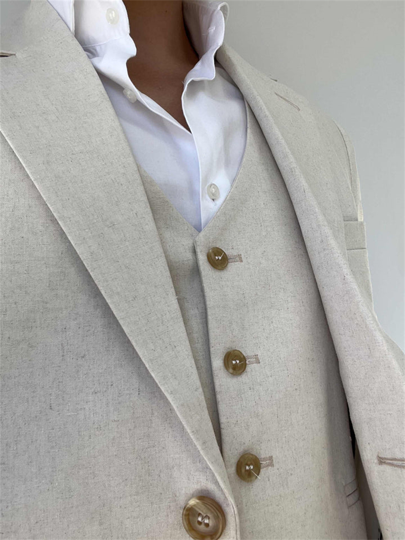 3 Pieces Linen Men Suits for B - Mens Fashion Blazer review and price