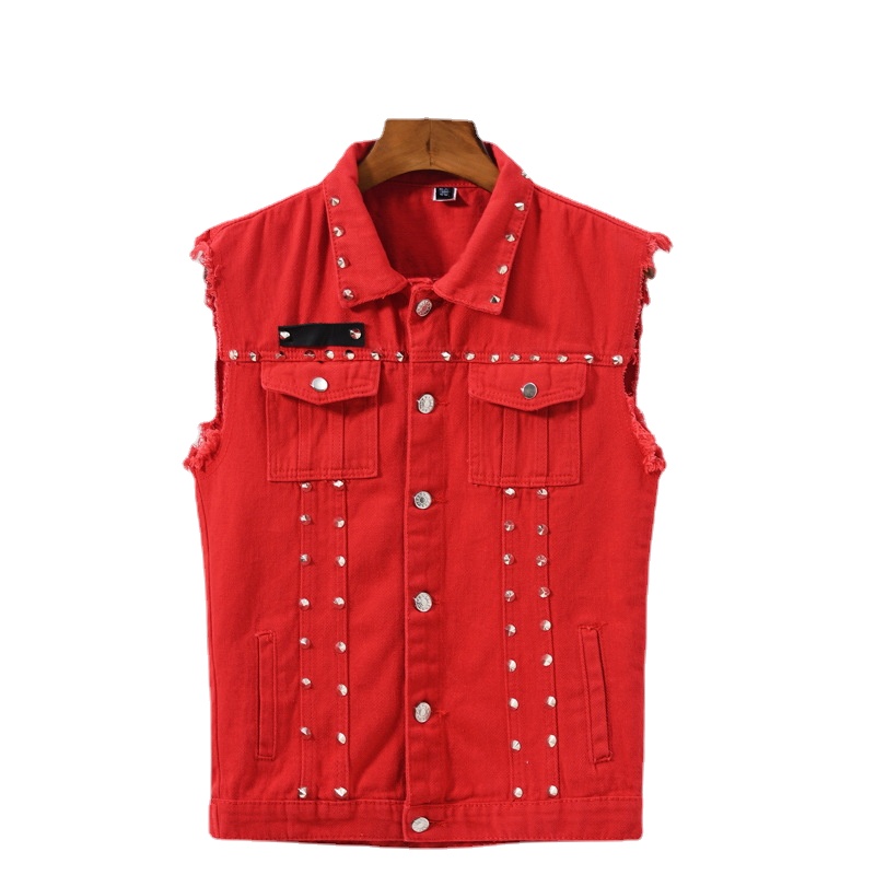 Men Rivet Punk Style Denim Ves - Men'S Fashion Vest With Jeans review and price
