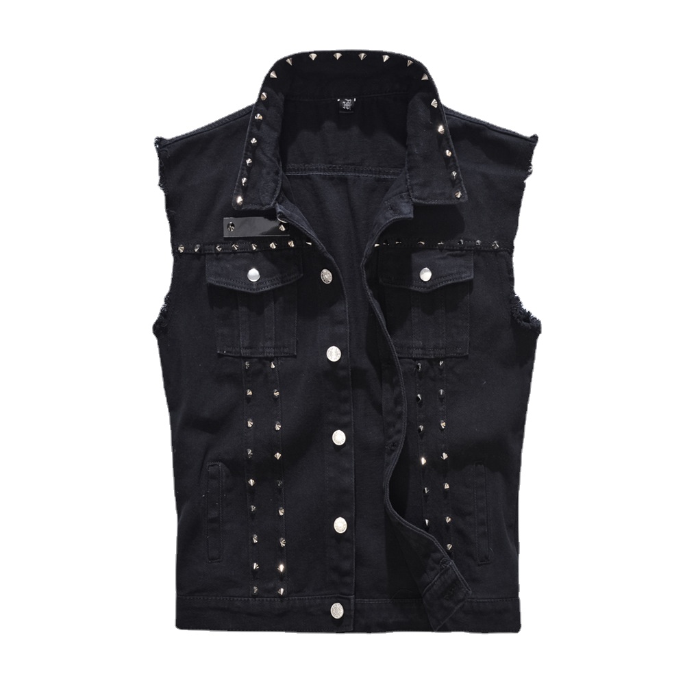 Men Rivet Punk Style Denim Ves - Men'S Fashion Vest With Jeans review and price