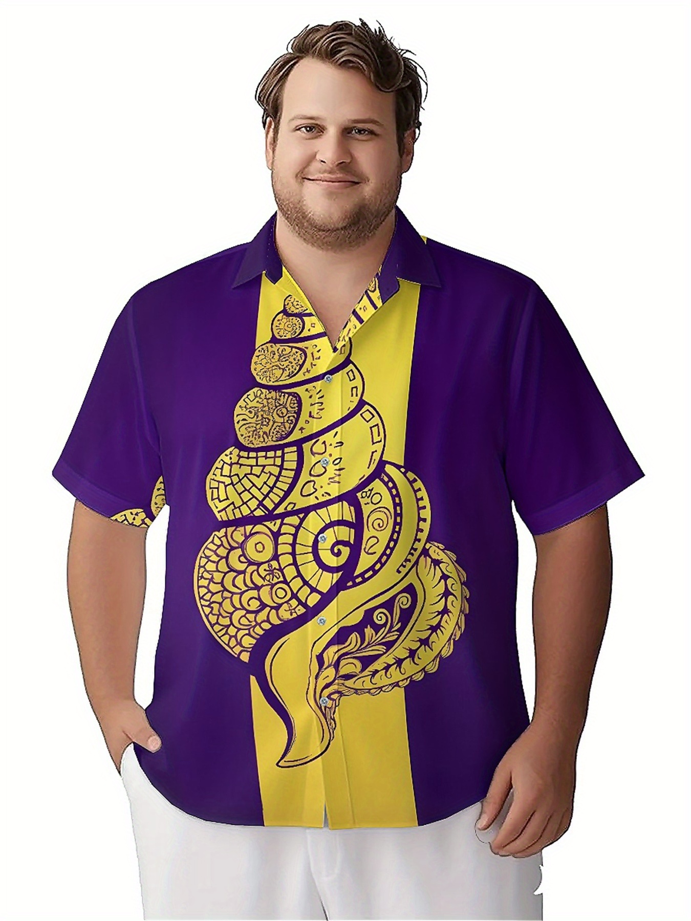 Men's Plus Size Hawaiian Shirt - Yellow Men'S Fashion review and price