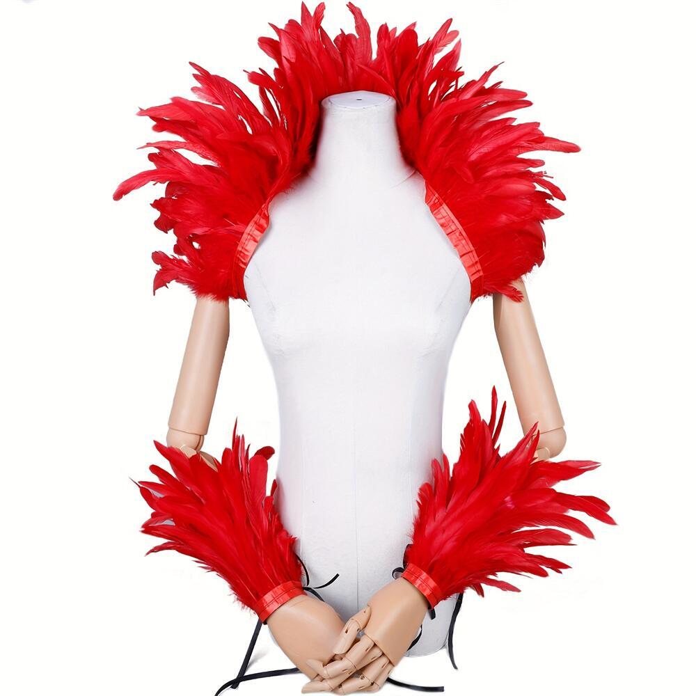 Elegant Red Feathers Women's S - Men Fashion Rave review and price