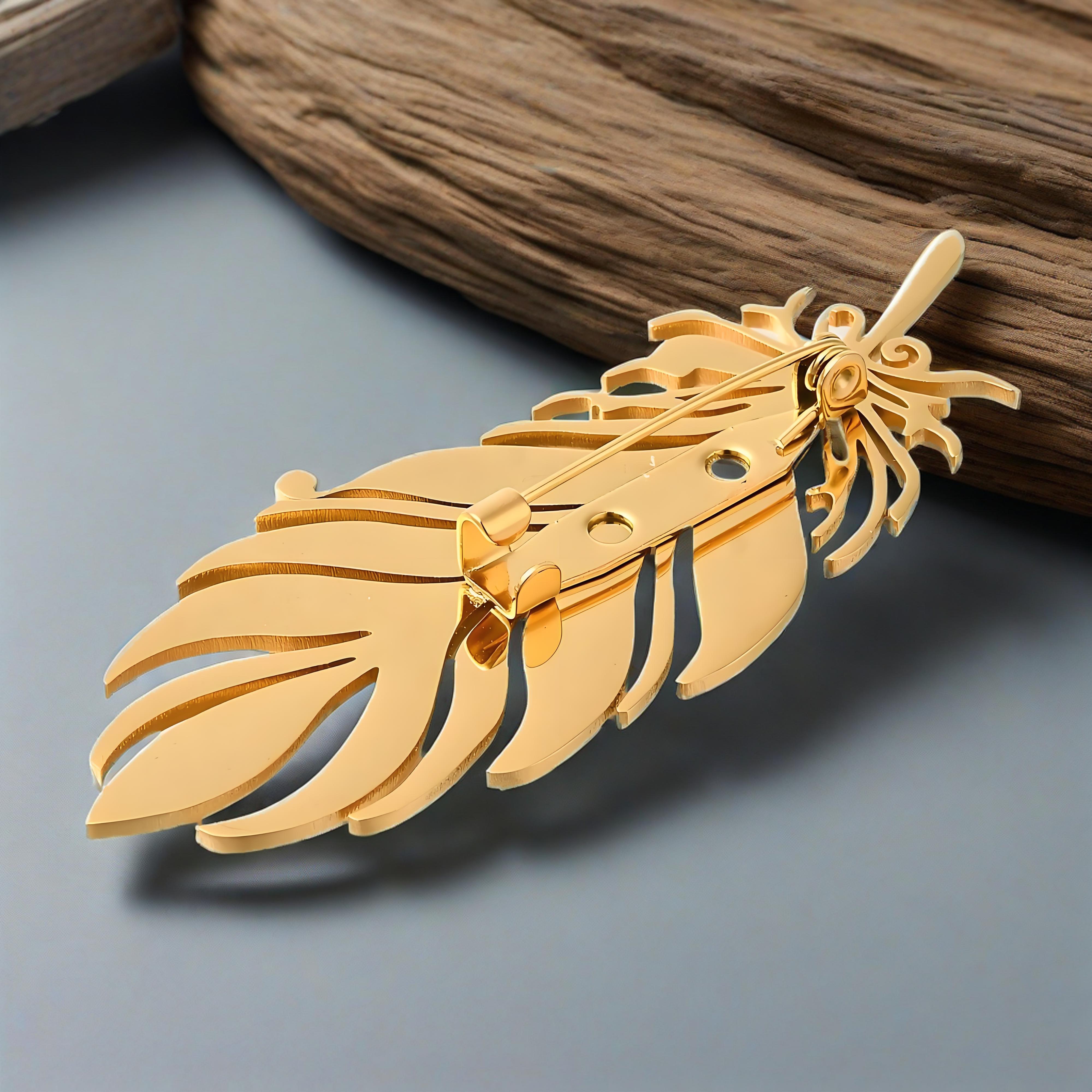 Gold - Plated Feather Brooch,  - Yellow Men'S Fashion review and price