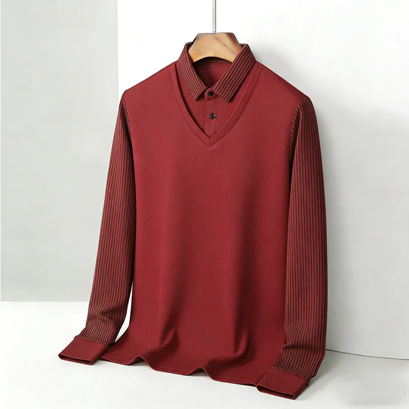 Men's Fake Two Piece Shirt Col - Mens Fashion Trend review and price