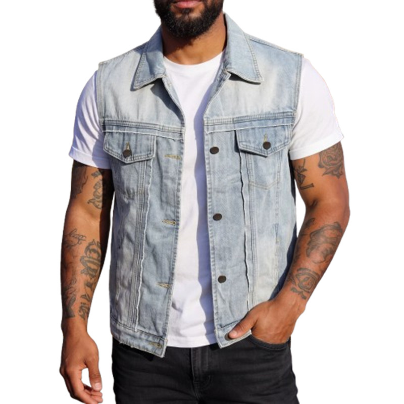 Spring Summer Men's Denim Vest - Men'S Fashion Vest With Jeans review and price