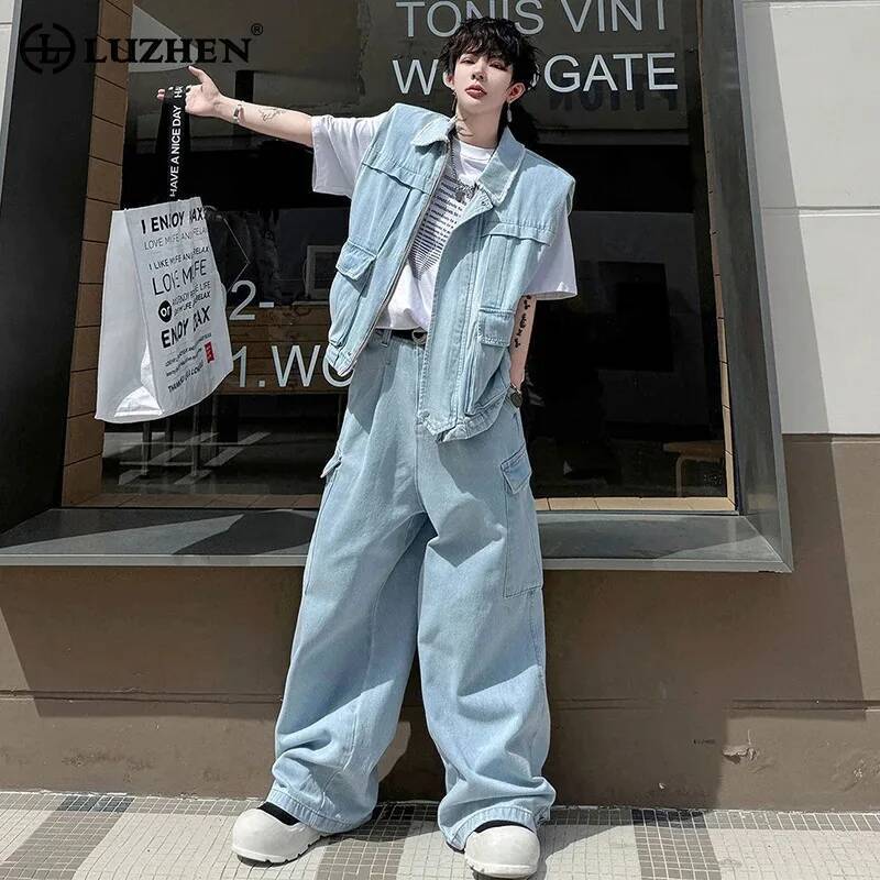 LUZHEN 2026 Summer Solid Color - Men'S Fashion Vest With Jeans review and price